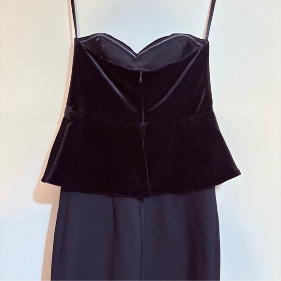 $9🎅🏼  Black Velvet Peplum Strapless Sweetheart Neckline Cocktail Dress - Picture 8 of 14